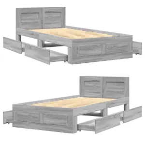 Berkfield Bed Frame with Headboard without Mattress Grey Sonoma 100x200 cm