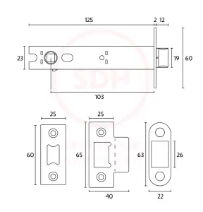 Dart Heavy Duty Tubular Latch 125mm - Satin Nickel