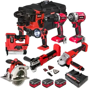 Excel 18V 8 Piece Power Tool Kit with 3 x 4.0Ah Battery & Charger EXL9045