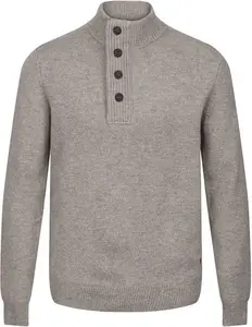 Men's Barbour Patch Half Button Lambswool Sweater - Stone - UK: S