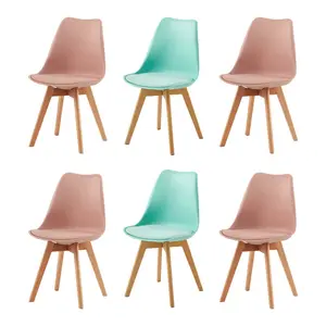 Nero Upholstered Dining Chair (Set of 6) Pink/Blue