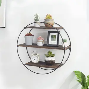 Unwind 3 Tier Circle Solid Wood Floating Shelf