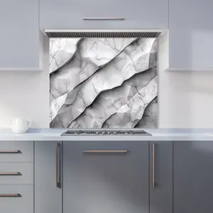 Modern Grey Marble Effect Premium Glass Kitchen Splashback W700mm x H750mm