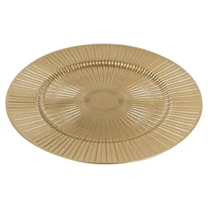 URBNLIVING 33cm Christmas Dinner Charger Plates Ray Pattern Set Of 6 Gold Placemats Dining Table Setting Party Decor