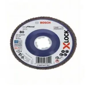 Bosch Professional X-LOCK Flap Discs - Straight Version, Plastic Plate - 115mm - G 80 - X571 - Best for Metal