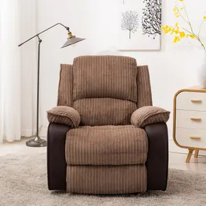 Postana Jumbo Cord Fabric Power Recliner Armchair Electric Sofa Reclining Chair (Brown)