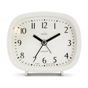 Analogue Quartz Movement / Crystal Alarm Tabletop Clock White