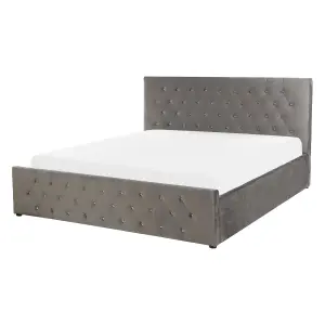 Velvet EU Double Size Ottoman Bed Grey AMIENS