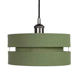 Contemporary Olive Green Linen Fabric Triple Tier Ceiling Pendant Light Shade