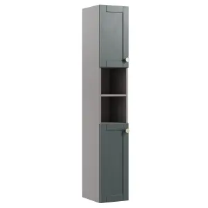 Ashford Matt Kombu green Double Wall-mounted Bathroom Cabinet (H)180cm (W)29.5cm