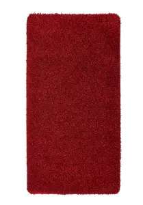 Red Plain , Anti-slip Shaggy Rug Easy to clean Dining Room-67cm X 150cm