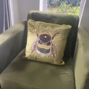 The Satchville Gift Company Handmade Bee Embroidered Cushion