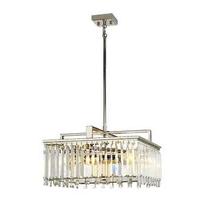 4 Bulb Chandelier Ceiling Light Cut Glass Crystals Highly Polished Nickel LED E27 60W