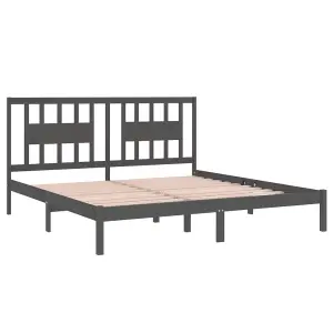 Berkfield Bed Frame Grey Solid Wood Pine 200x200 cm