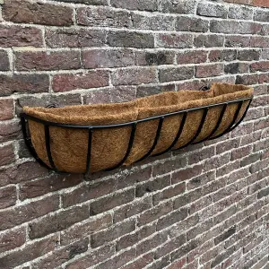 Manor Garden Black Metal Wall Basket Manger Trough Planter (90cm)