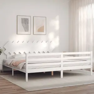 Berkfield Bed Frame with Headboard White 200x200 cm Solid Wood