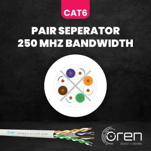 Oren CAT6 50m Ethernet Cable White - Slim - 23 AWG Pure Copper Wire - 250 MHz Bandwidth UTP Internet LAN Network Cable