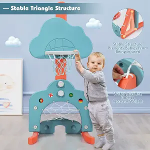 Costway Basketball Hoop Set 3 in 1 Sports Activity Center with Basketball Football & Golf