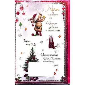 Simon Elvin Nan At Present Christmas Card (Pack of 6) White/Red (One Size)