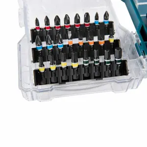 Makita E-07076 32 PC Black Colour Coded Screwdriver Drill Bit Set Clear Case