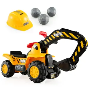 Costway Kids Ride on Toy Excavator Ride on Tractors With Safety Helmet and Toy Stones