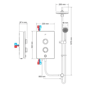 Mira Decor Dual White Manual Electric Shower, 10.8kW