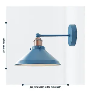 First Choice Lighting Maxwell Mirage Blue Brushed Copper Wall Light