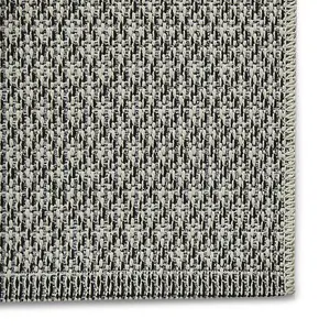 Seam Flat Weave Easy Clean Plain Rug - Ivory/Black - 120x170