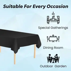 Black Plastic Table Cover, Disposable Wipe Clean Waterproof Tablecloth - 54"x108"