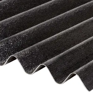 Pack of 2 - High Impact CorruPlast Opaque Black PVC Corrugated Roofing Sheets 2135mm (7ft) - UV Protected