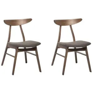 Set of 2 Dining Chairs LYNN Rubberwood Dark Grey