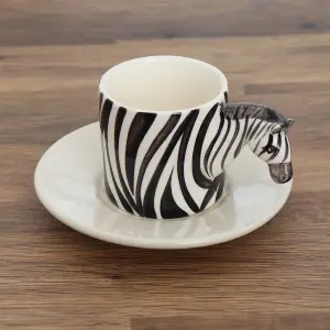 Coffee Tea Cups and Saucers Set Zebra Mug by Laeto House & Home - INCLUDING FREE DELIVERY