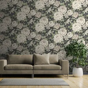 Fayre Floral Wallpaper Cream / Black Muriva 194302