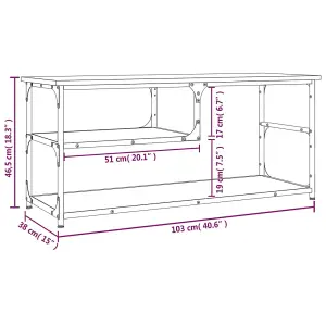 Berkfield TV Cabinet Smoked Oak 103x38x46.5 cm Engineered Wood and Steel