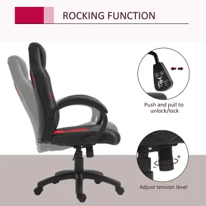 Vinsetto Racing Gaming Chair Swivel Home Office Gamer Chair with Wheels Red