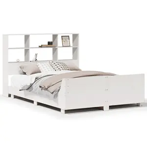 Berkfield Bed Frame without Mattress White 140x190 cm Solid Wood Pine