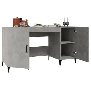 Berkfield Desk Concrete Grey 140x50x75 cm Engineered Wood