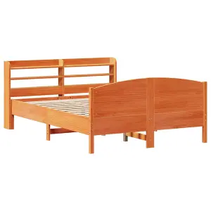 Berkfield Bed Frame without Mattress Wax Brown 120x190 cm Small Double Solid Wood Pine