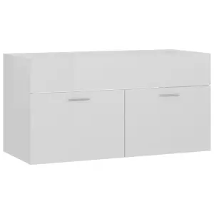 Berkfield Sink Cabinet High Gloss White 90x38.5x46 cm Engineered Wood