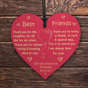 Red Ocean Best Friend Gift Wooden Heart Shaped Sign Best Friend Sign Friendship Gift Thank You Novelty Birthday Chic Plaque