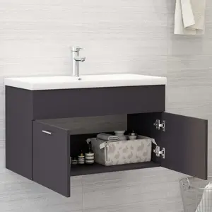 Saona 800mm Single Bathroom Vanity with Integrated Ceramic Basin Gray