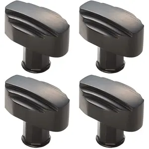 4 PACK - Art Deco Cabinet Door Knob - 30mm Matt Black Kitchen Cupboard Pull Handle