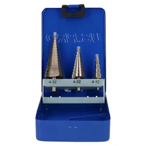 Step drill / cone cutter / drill bits 3pc set / kit 4mm - 32mm AT321