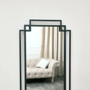 Melody Maison Black Art Deco Wall Mirror 142cm x 47cm