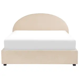 Boucle EU Super King Size Ottoman Bed Beige VAUCLUSE