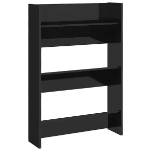 Wall Shoe Cabinets 2 pcs High Gloss Black 60x18x90cm Engineered Wood