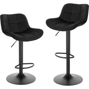 Stace Height Adjustable Swivel Bar Stool (Set of 2) Black