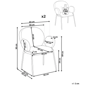 Set of 2 Dining Chairs ELY Boucle Off-White