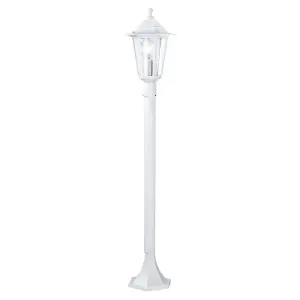 IP44 Outdoor Bollard Light White Aluminium Lantern 1 x 60W E27 Bulb Lamp Post