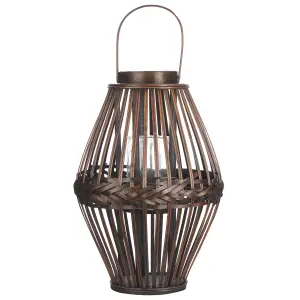 Beliani Rustic Lantern PANAT Wood Dark Wood